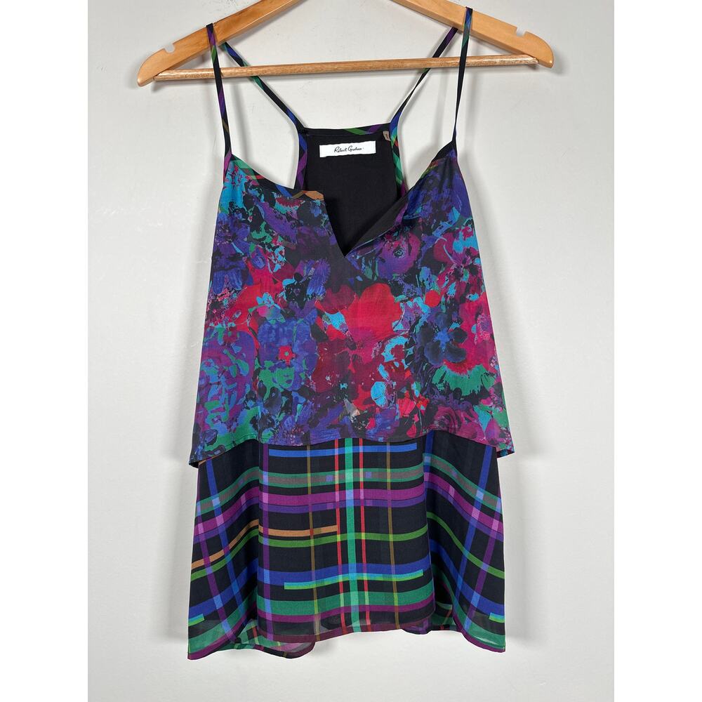 Robert Graham Womens Tank Top Size XS Flowy Tiered Floral Abstract - Picture 1 of 7